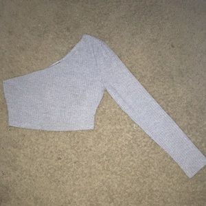 Half Sleeve Cropped Shirt - Shein - Meduim - Gray